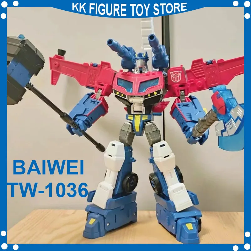 Baiwei transformação TW-1036 tw1036 animado 08 reparaçãoteam capitão op caminhão de bombeiros figura de ação modelo boneca presente de natal