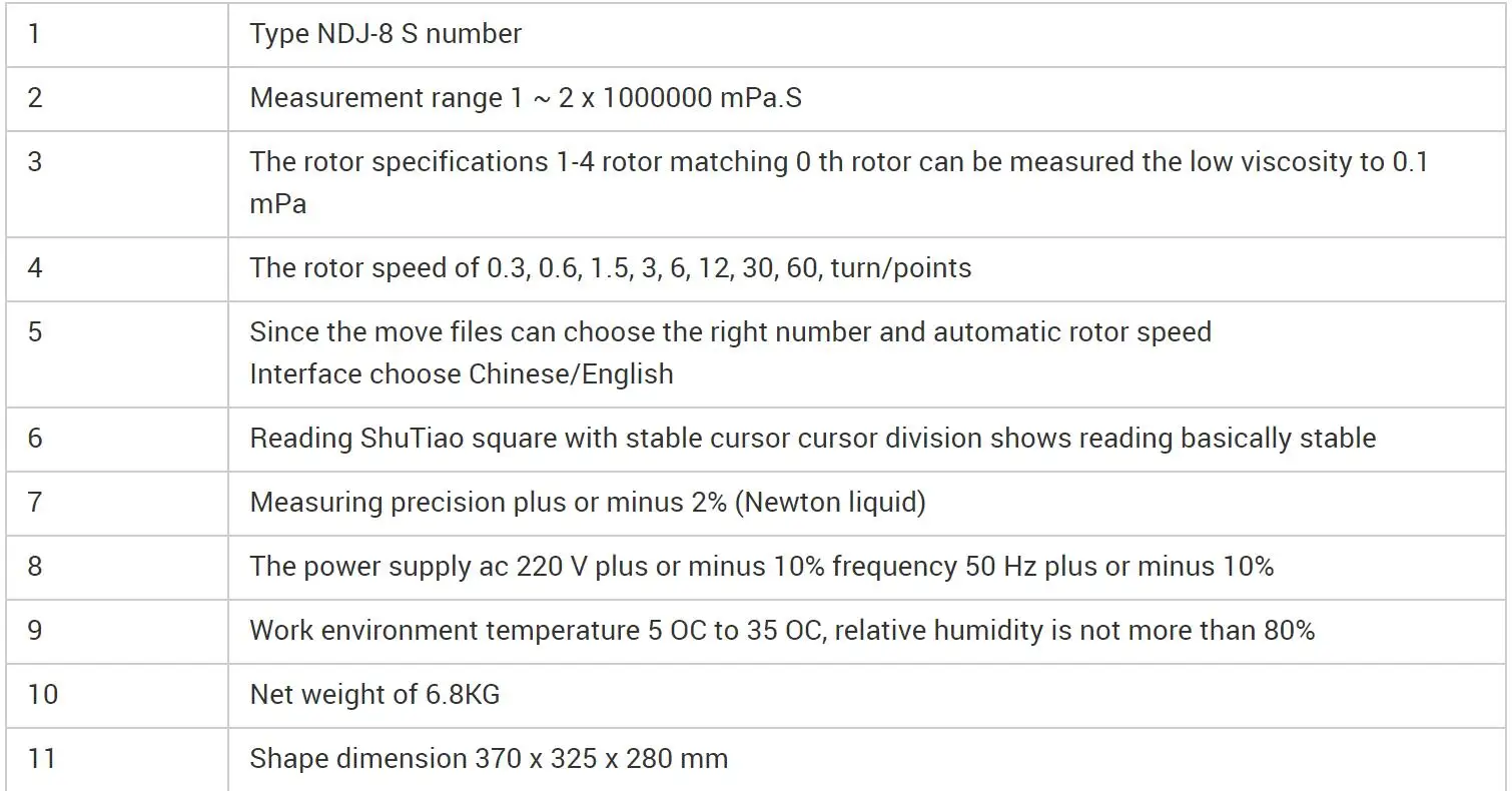 NDJ-8S digital display viscometer 1-2000000 mPa.s to Measure Absolute Viscosity