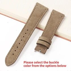 Vintage Brown Suede Leather Watch Strap with Quick Release - Rose gold buckle (Beige)