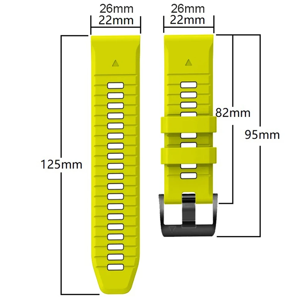 Enhanced Silicone Sports Strap Watch Band - QuickFit Bracelet, 26mm/22mm