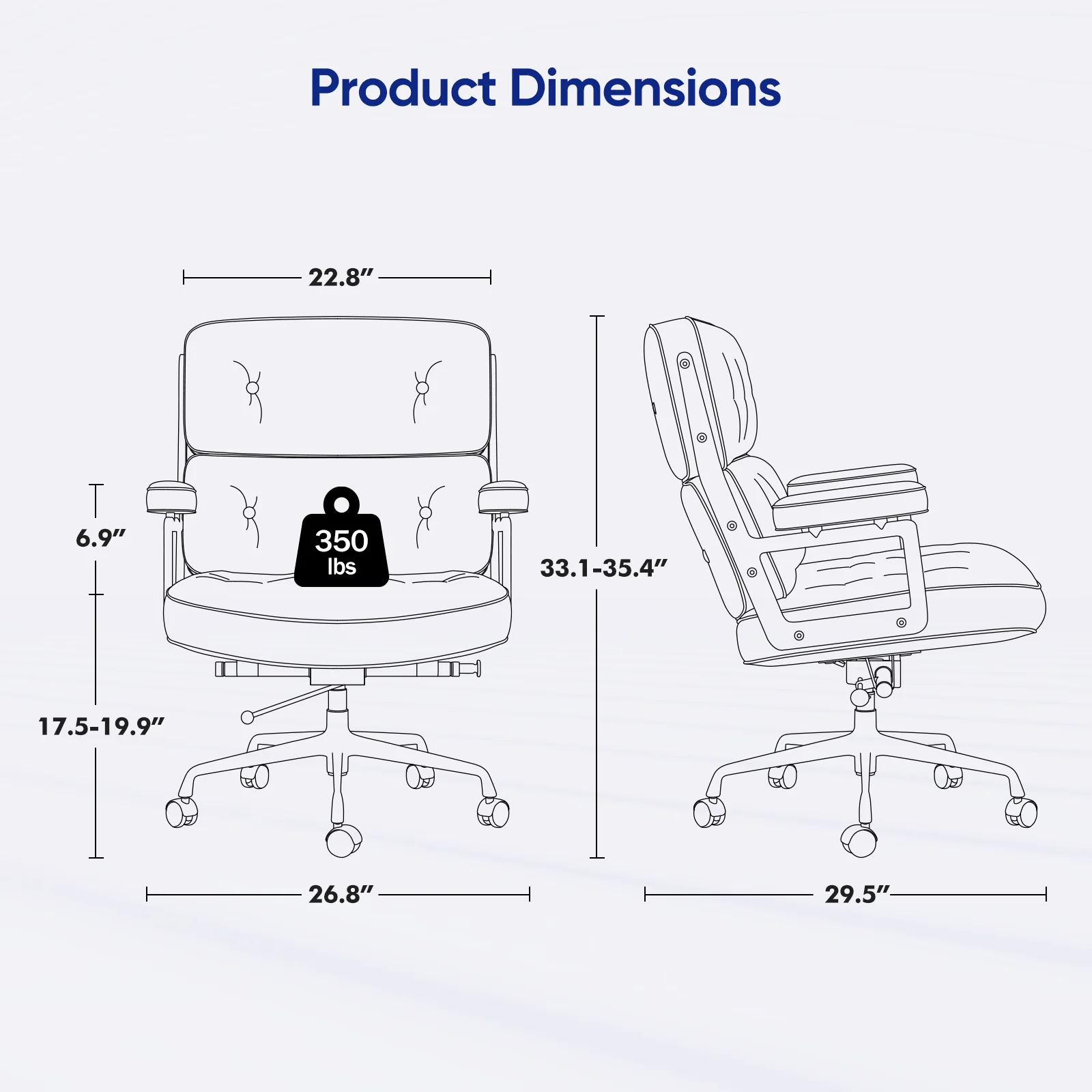 Adjustable Office Chair Genuine Leather Aluminum Alloy Frame Armchair  Swivel Chair for Office Study Living Room 6