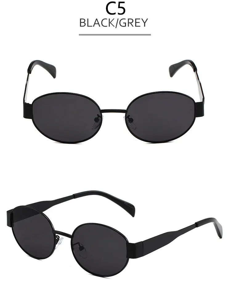Damen-Sonnenbrille im alten Geldstil mit ovalem Rahmen, Retro-Mode-Sonnenbrille, stilvolle Metallbrille – Detail 9