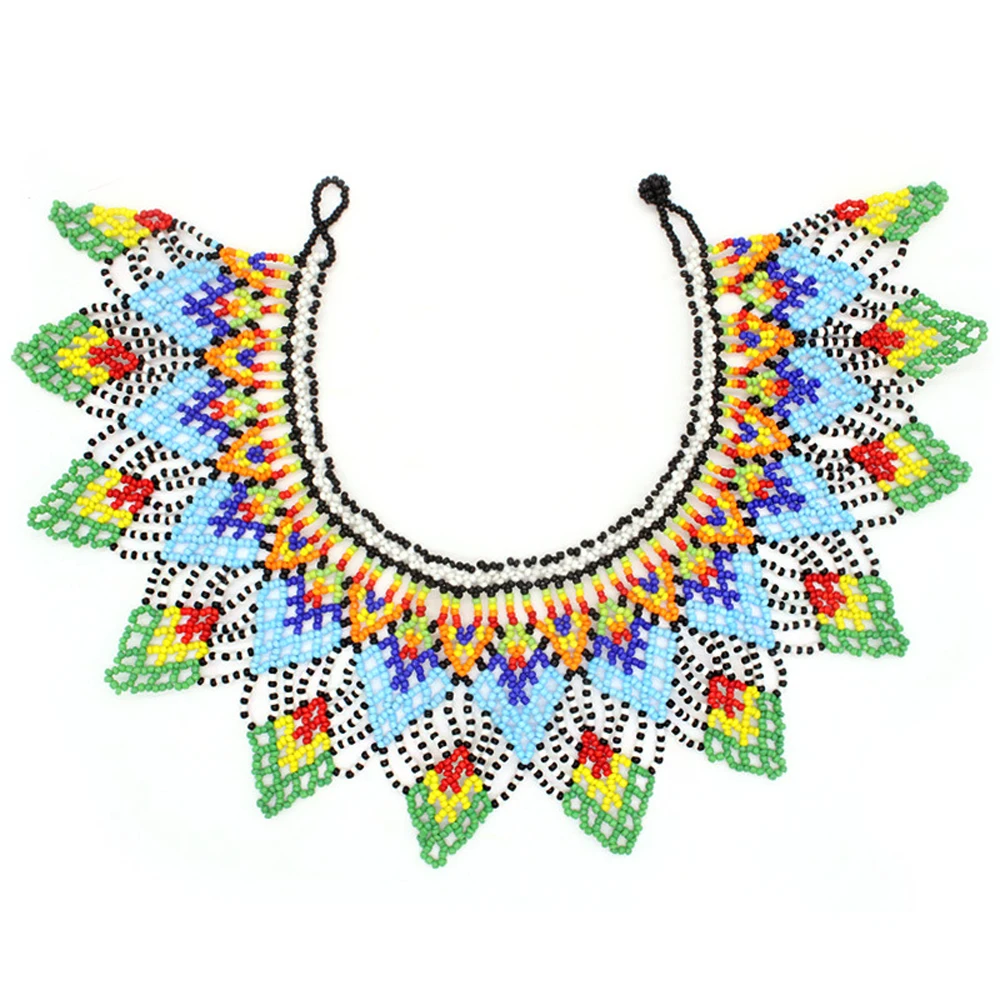 African Multicolor Statement Choker Resin Bead Maasai Necklace Earrings Nigeria Egyptian Boho Zulu Ethnic Tribal Jewelry Sets