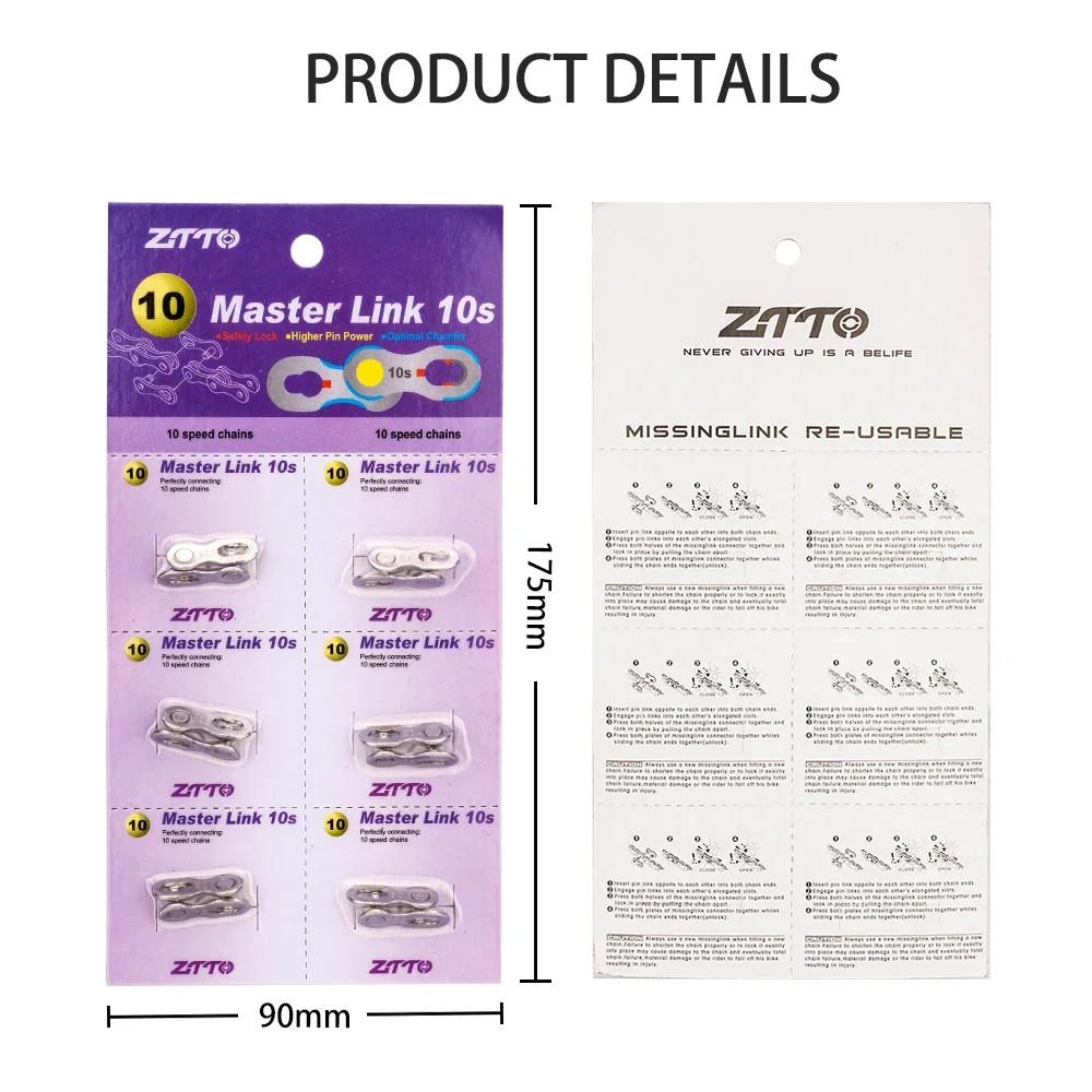 Ztto-マウンテンバイクチェーンリンク,6ペアのセット,クイックロック