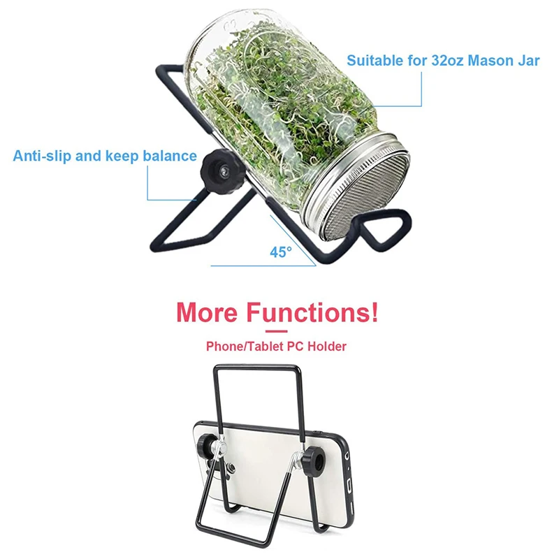 Sprouting Jars Kit 1PC Seed Sprouting Jar Kit Sprout Growing Pot Lids Hydroponic Vegetable Beans Germinator Seeding Pot for Household Wide Mouth, hydroponic gardening kit, sprouting jars kit