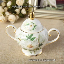  Camellia Bone Chinese Coffee English Porcelain Tea Set Ceramic Pot Creamer Sugar Bowl Afternoon Tea Teapot Coffee Cup Mug 