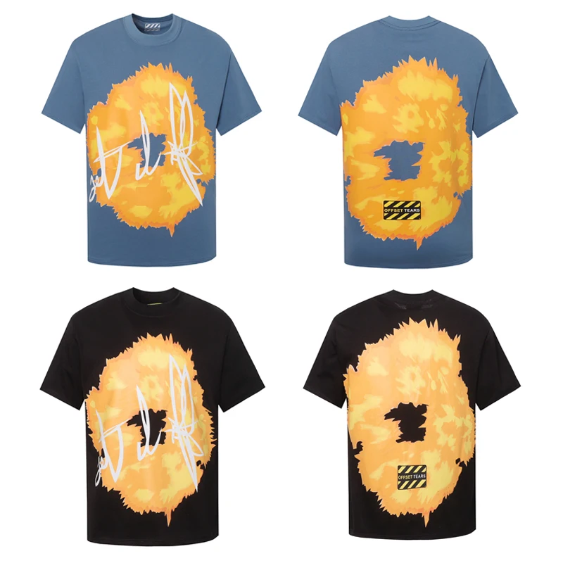 

Футболка унисекс с принтом слезы, модный офсетный топ из хлопка с коротким рукавом, лето