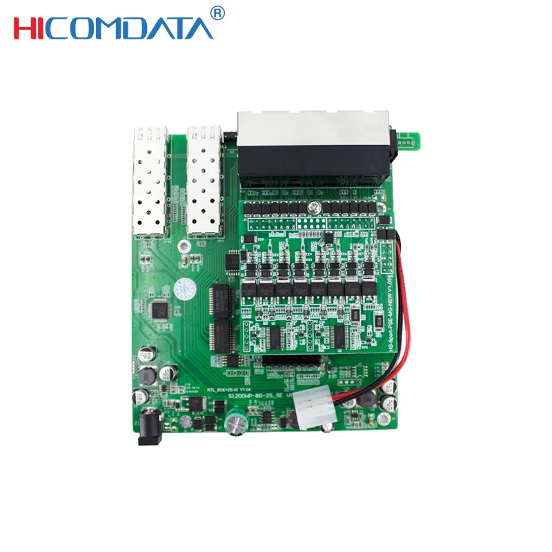 HICOMDATA 1000M POE 스위치 PCBA 모듈 10포트 IEEE802.3af/at 48V 30W POE 네트워크 스위치
