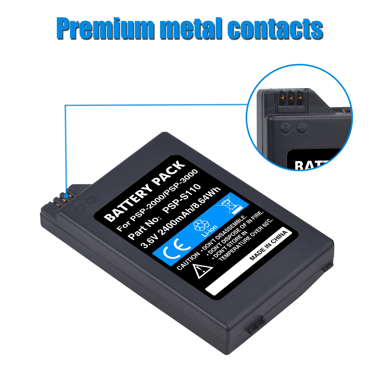 1PCS 3.6V 2400mAh PSP S110 PSP-2000 Bateria PSP-3000 Battery for Sony Gamepad PlayStation Portable Controller Accessories