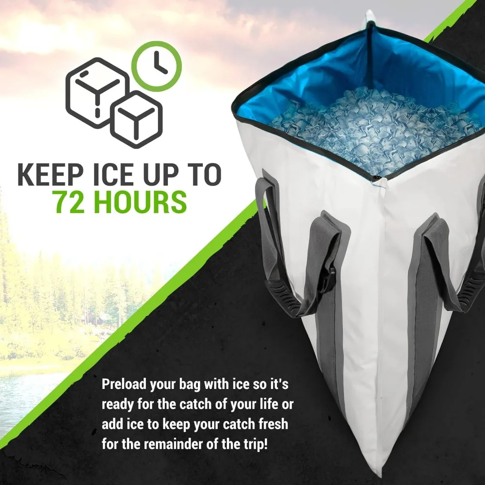 Outdoors Insulated Fish Cooler Bag Leakproof Fish Kill Bag 40x20in and 60x20in Cooler with Easy Grip Carry Handles
