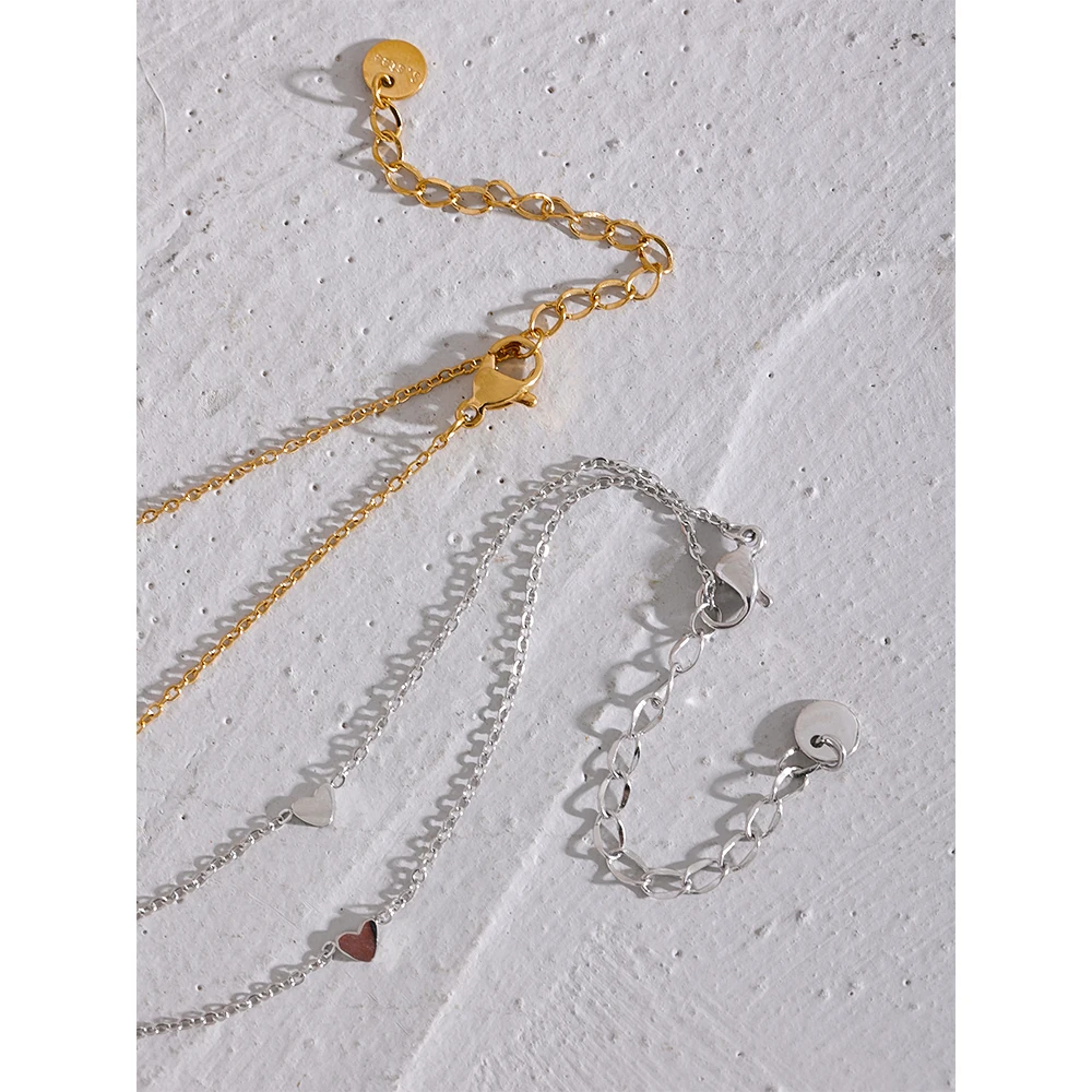 Yhpup Rust Proof Stainless Steel Heart Chain Anklet Gold Silver Color 18K PVD Plated Summer Fashion Jewelry for Women silver anklet bracelet ankle chains fashion accessories