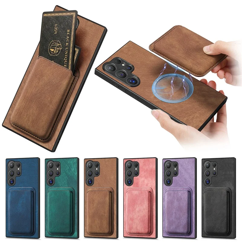 Luxury Leather Magnetic Wallet Case with 2-in-1 Detachable Card Slot Cover