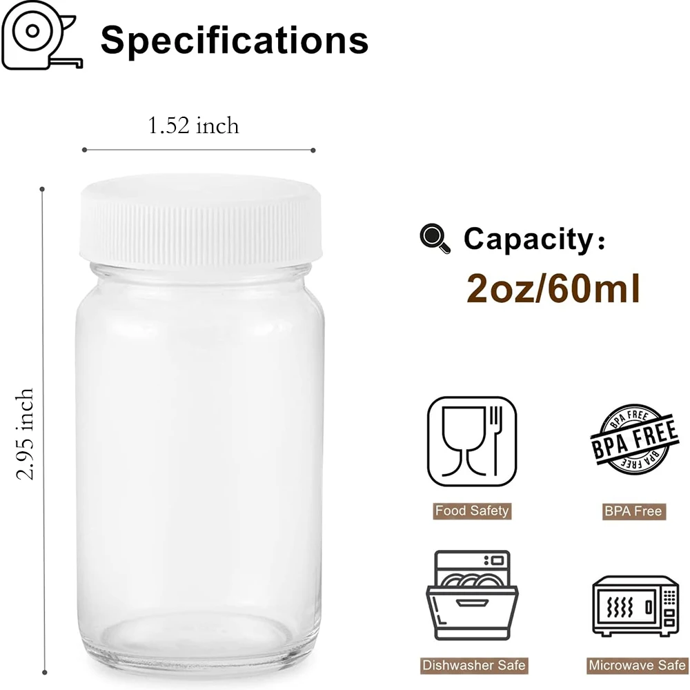 Juice Bottles, 2oz Glass Bottles with Lids, Shot Bottles with Caps Ginger Shots Bottles, Wide Mouth Juicing Bottles 2