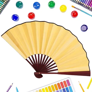 10 Inch Folding Fan Antiquity DIY Painting Fan Blank Handheld Fan Chinese for Home Dancing Party Wedding Decoration 2