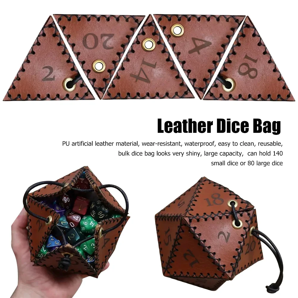 Leather Dice Pouch Dice Bag Tray Designs Drawstring Dice Storage Bag Reusable Packing Pouch Coin