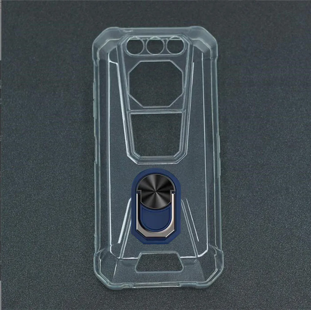 Enhanced Durable Silicone Phone Case with Back Ring Holder Bracket - 6.58” Screen Compatible