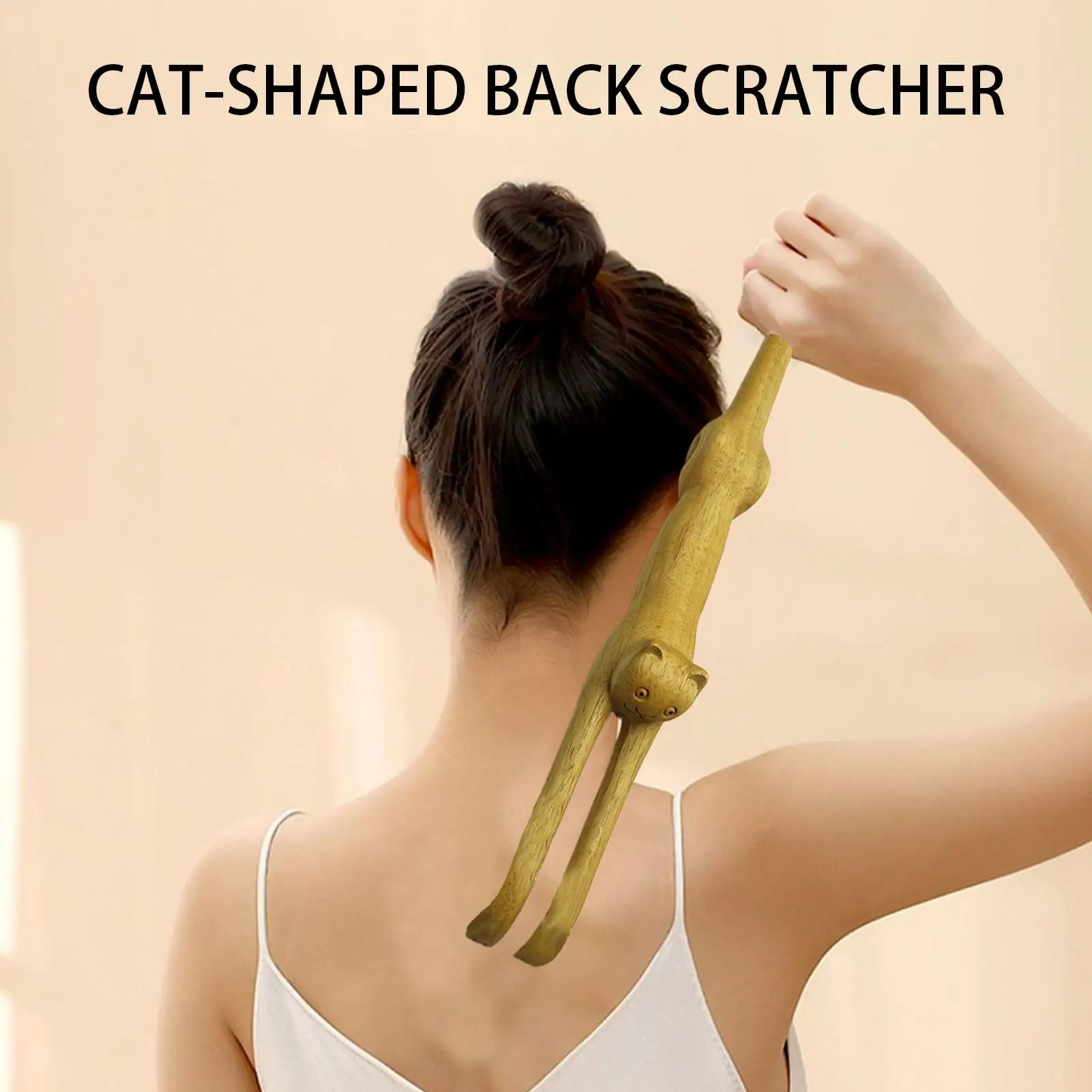 고양이 모양의 등 긁개 베이스우드 긴 손잡이 고양이 모양의 등 긁개 FunnyCat-Shaped Back Scratcher For CatLover