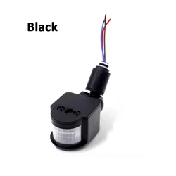 Automatic Infrared PIR Motion Sensor Light Switch for Outdoor Wall Mounting (Black)