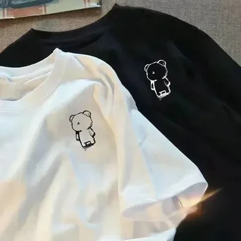 Summer Women's Printed Short-sleeved T-shirt Female American Fashion Ins Casual Loose Couple New Simple T-shirt Y2K Top Fashion 1