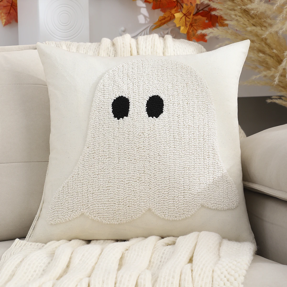 1Pc Halloween Pumpkin Pillow Cover, Cotton Blend, Hand Wash