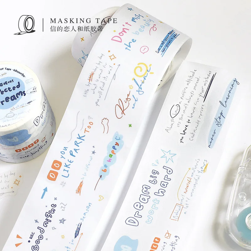 Grid Letter Text Washi Graffiti Tape Adhesive Tape DIY Scrapbooking Sticker Label Masking Diary Junk Journal Handwork Decorate 2