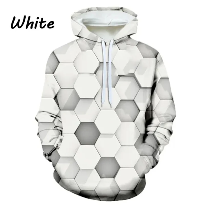 

New Fashion Abstract Geometric Hexagon Pattern 3D Printing Hoodie Casual Three-dimensional Cool Sweatshirt For Men Women Hooded