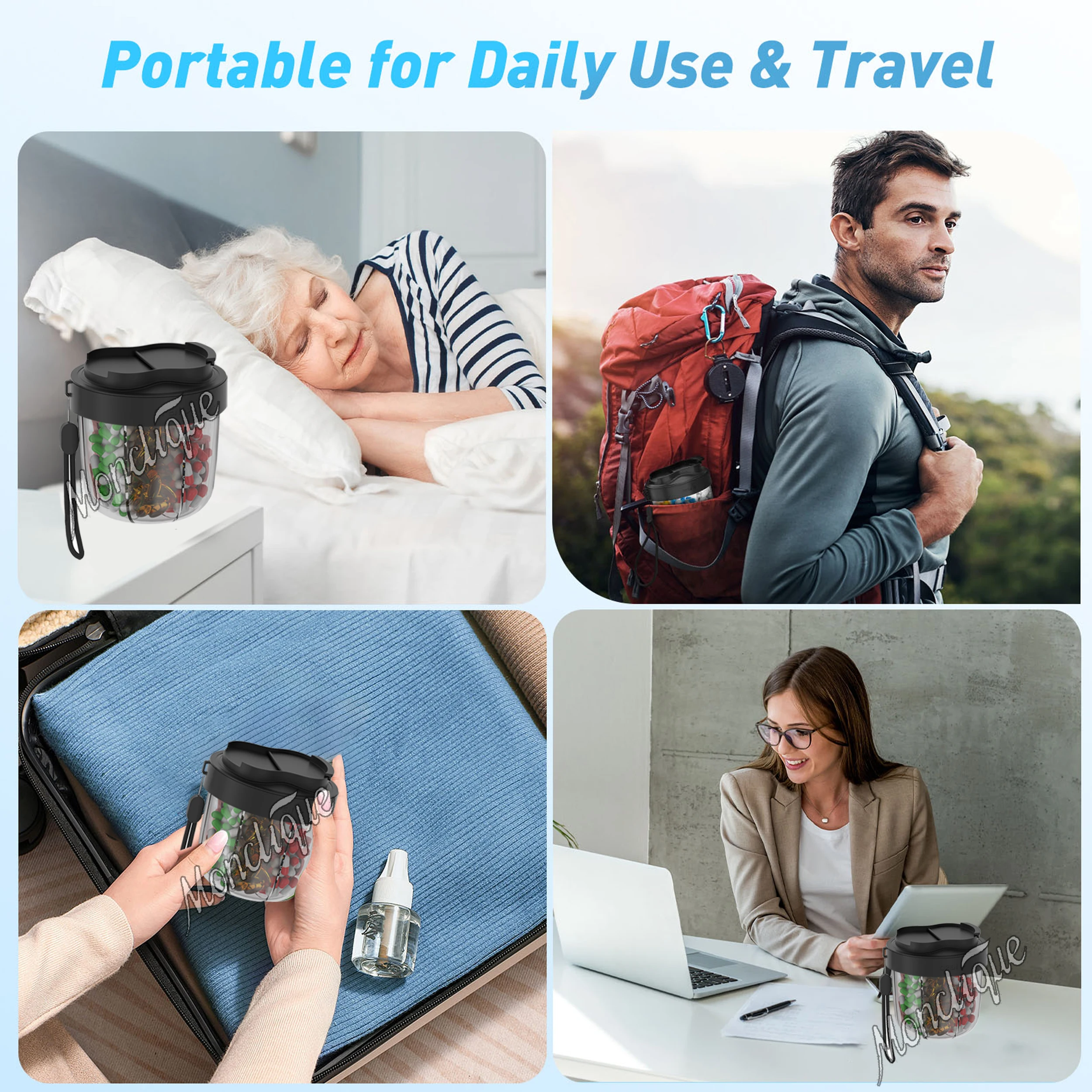 7 Large Compartments Pill Cup Bottle Organizer Supplement Pill Dispenser for Vitamins Travel Container Storing Pill Box Bottles