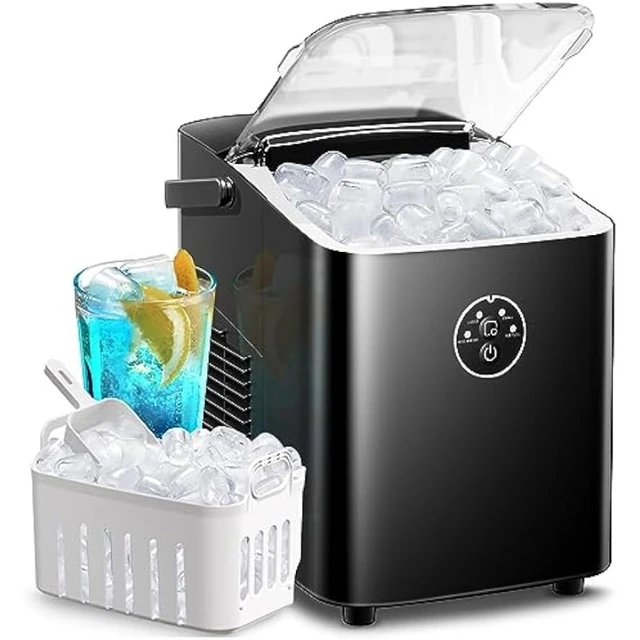 AGLUCKY Ice Makers Countertop, Portable Ice Maker Machine 26lbs/24Hrs,8  Bullet Ice Cubes of 2 Sizes Ready in 9 Mins - AliExpress