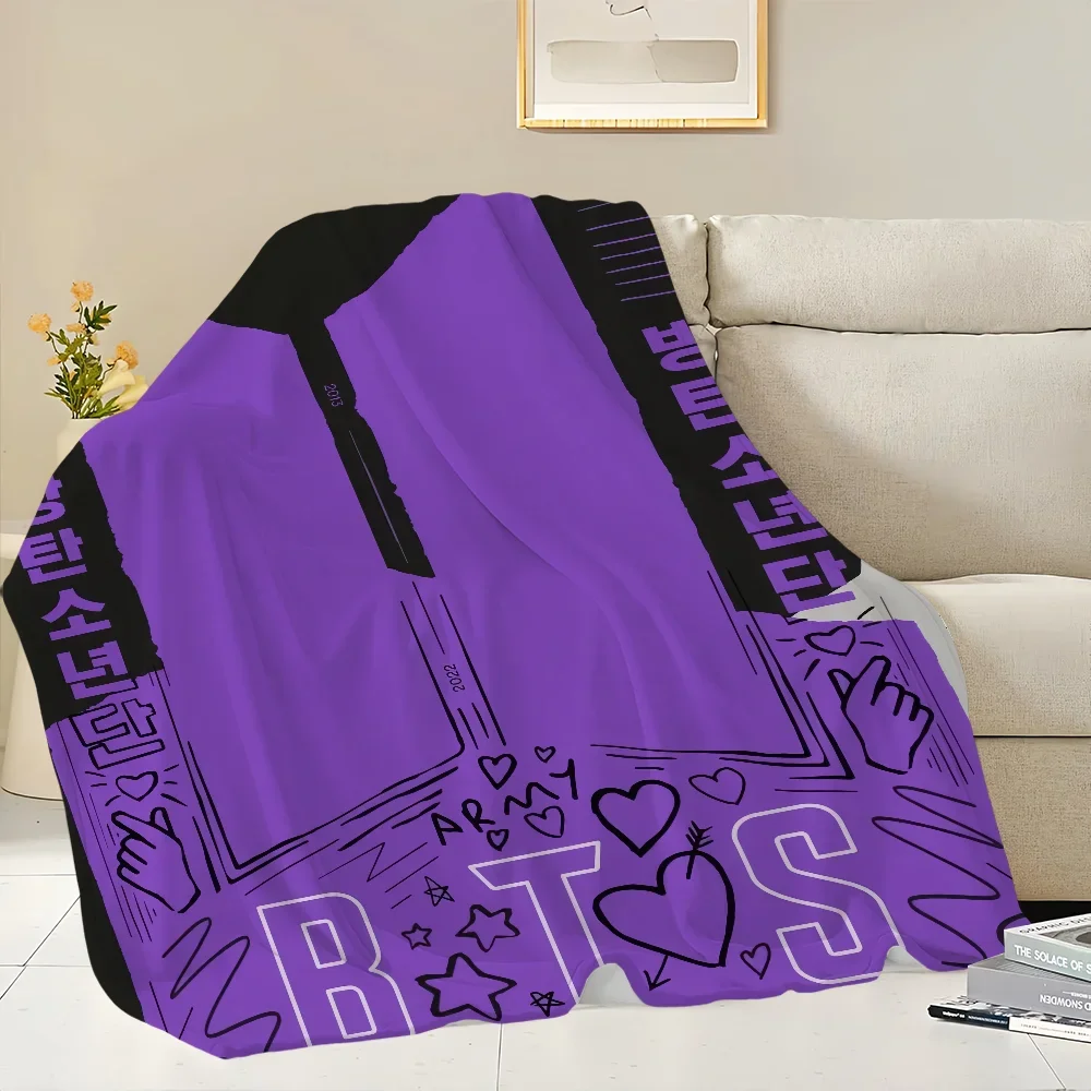Flannel idol warm KPOP comfort soft plush blanket for art Band sofa living room office bedroom cartoon travel gift b-B-BTSs-s 4