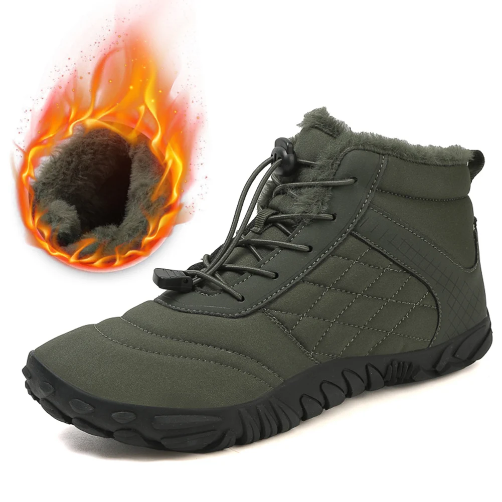 Barefoot Snow Boots High-Top Barefoot Shoes Anti Slip Outdoor Trekking Shoes Plush Casual Winter Booties for Men Women