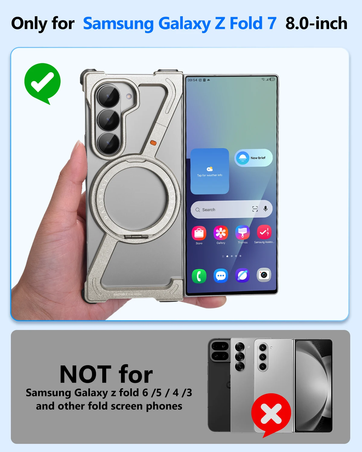 Eary Z-Shped Frameless Case for Galaxy Z Fold 7 With 360°Rotate Magnetic Stand Metal Aluminium Phone Cover Shockproof Protective