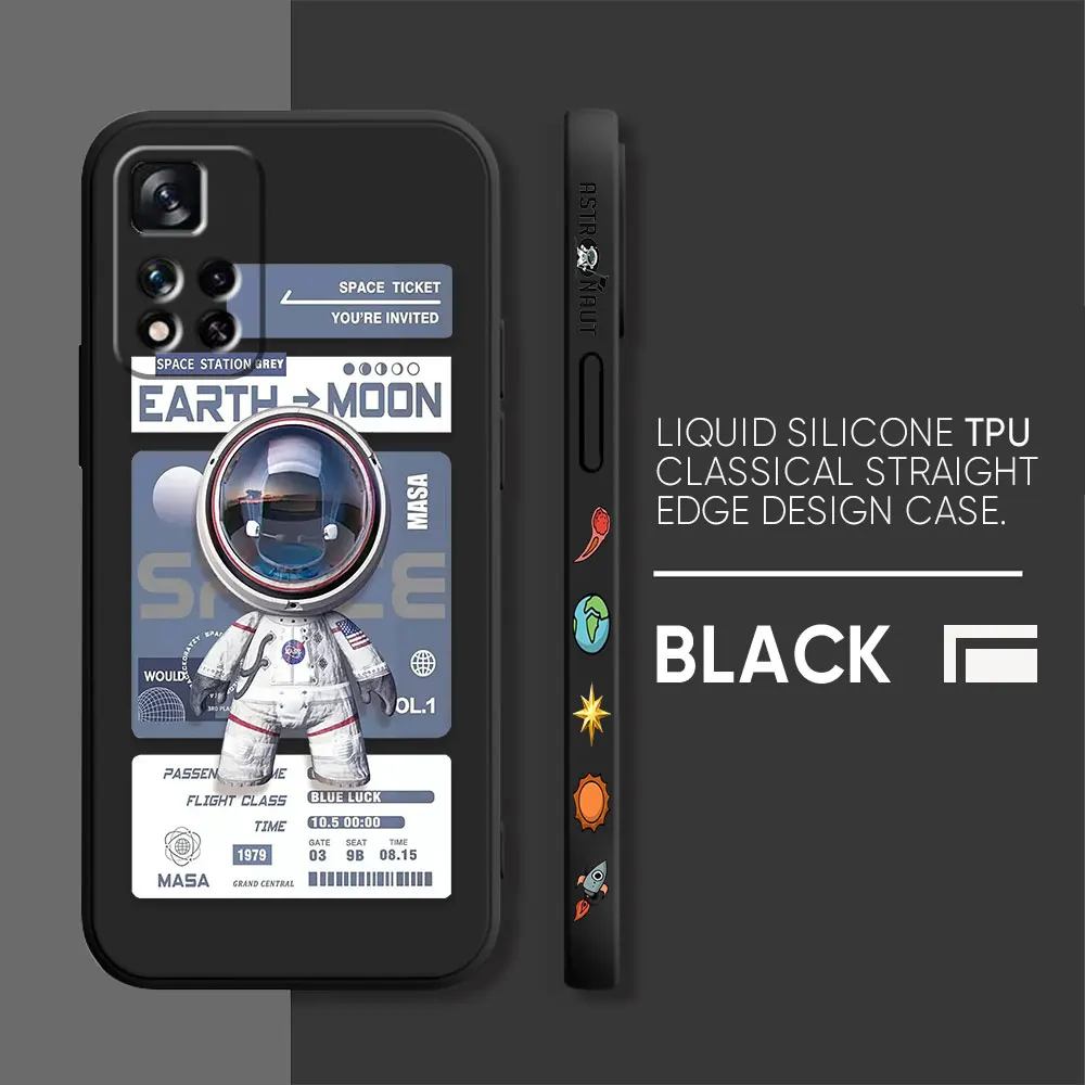 thumbnail image 1 of Case For Redmi Note 12 11 11T 11R 11E 10 9 8 7 7S PRO PLUS 4G 5G Simple Liquid silicone Case Funny Astronaut Spacewalk, 1 of 5
