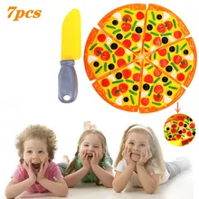 

Fasion DIY 7pcs Kitchen Boy Kids Velcro Gift Plastic Children Cut Pizza Toys