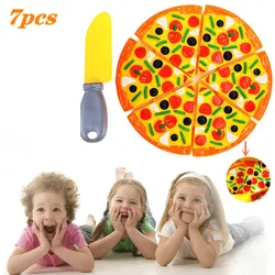 Jouets en plastique pour enfants, 7 pièces, cuisine, Velcro, cadeau, coupe Pizza, bricolage 