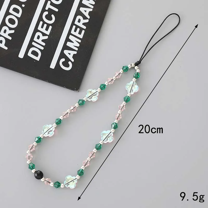 Simple Flower Anti Loss Wrist Strap Phone Case Rope Jewelry for Women Fashion Crystal Love Butterfly Beaded Phone Chain Lanyard