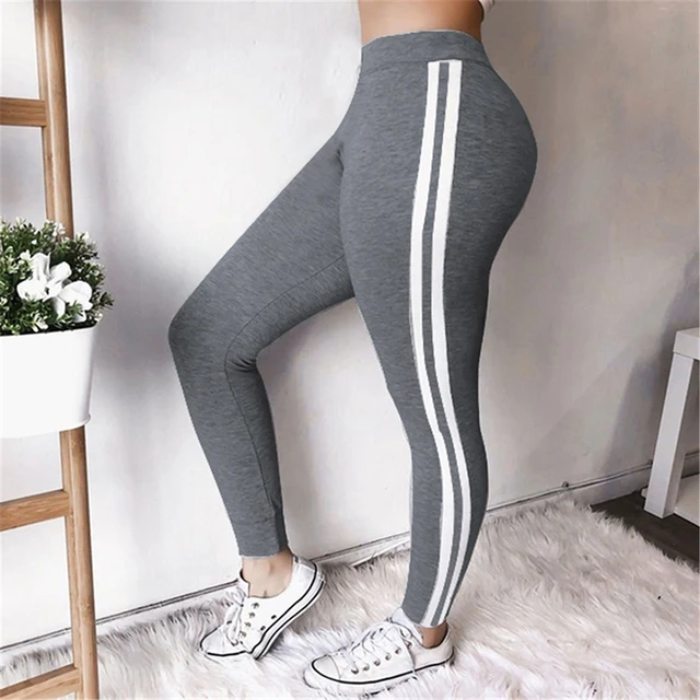 2023 New Classic Striped Cotton Leggings Women Gray Large Size Casual Sport  Gym Push Up Leggins Mujer Hollow Out Slim Pants XXXL - AliExpress