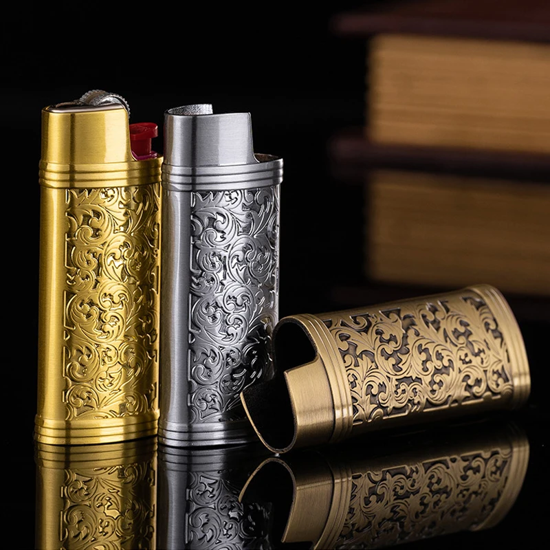 Zinc Alloy Lighter Cover For Bic J5 J25 Disposable Mini Retro Lighter Cover Noble Pattern