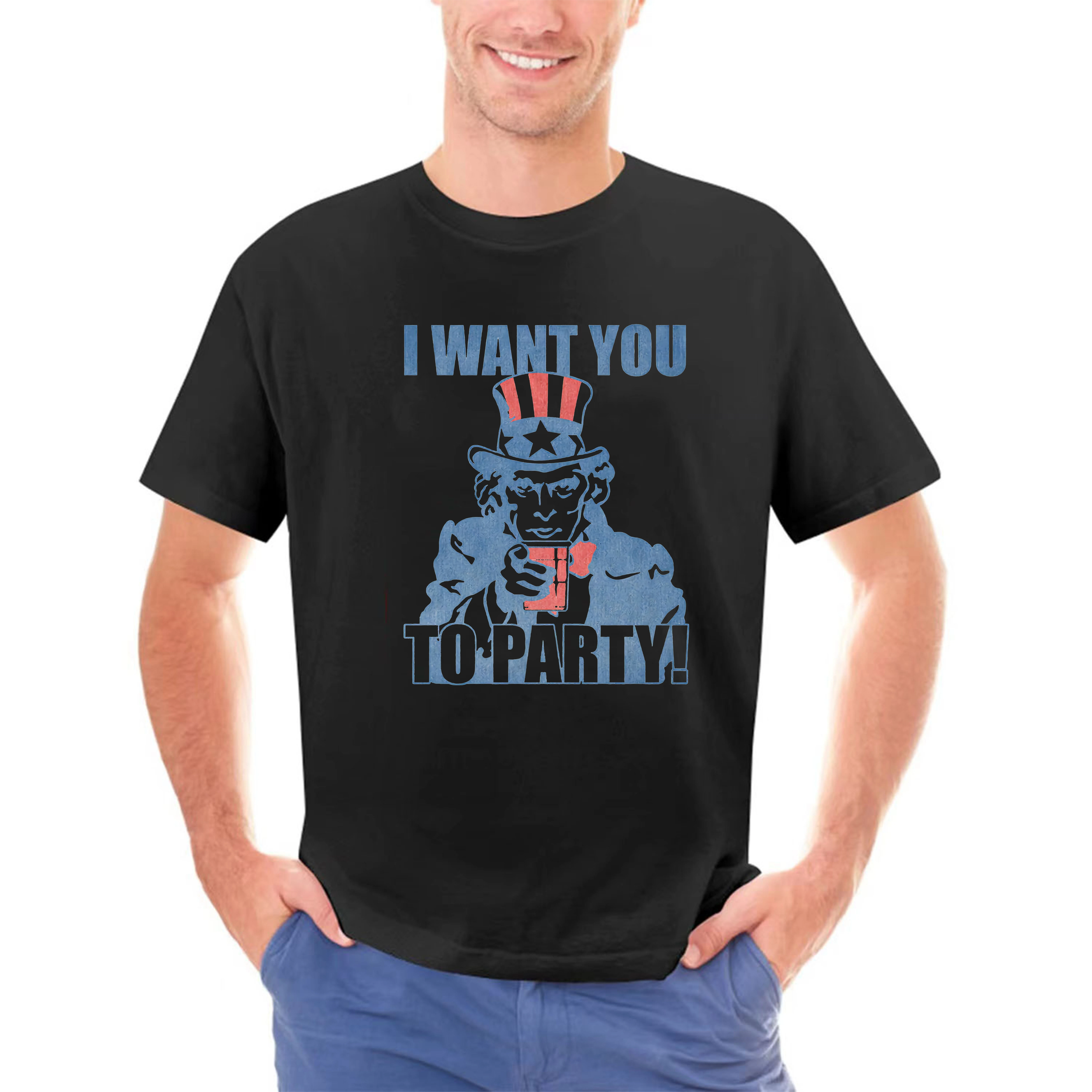 Męska koszulka I Want You To Party Uncle Sam Fourth 4th of July Nowa SMLXL2XL_voghion.com