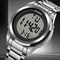 SYNOKE Top Brand Luxury Stainless Steel Alarm Hour For Mens Watches Fashion LED Men Digital Wristwatch Waterpoof 1