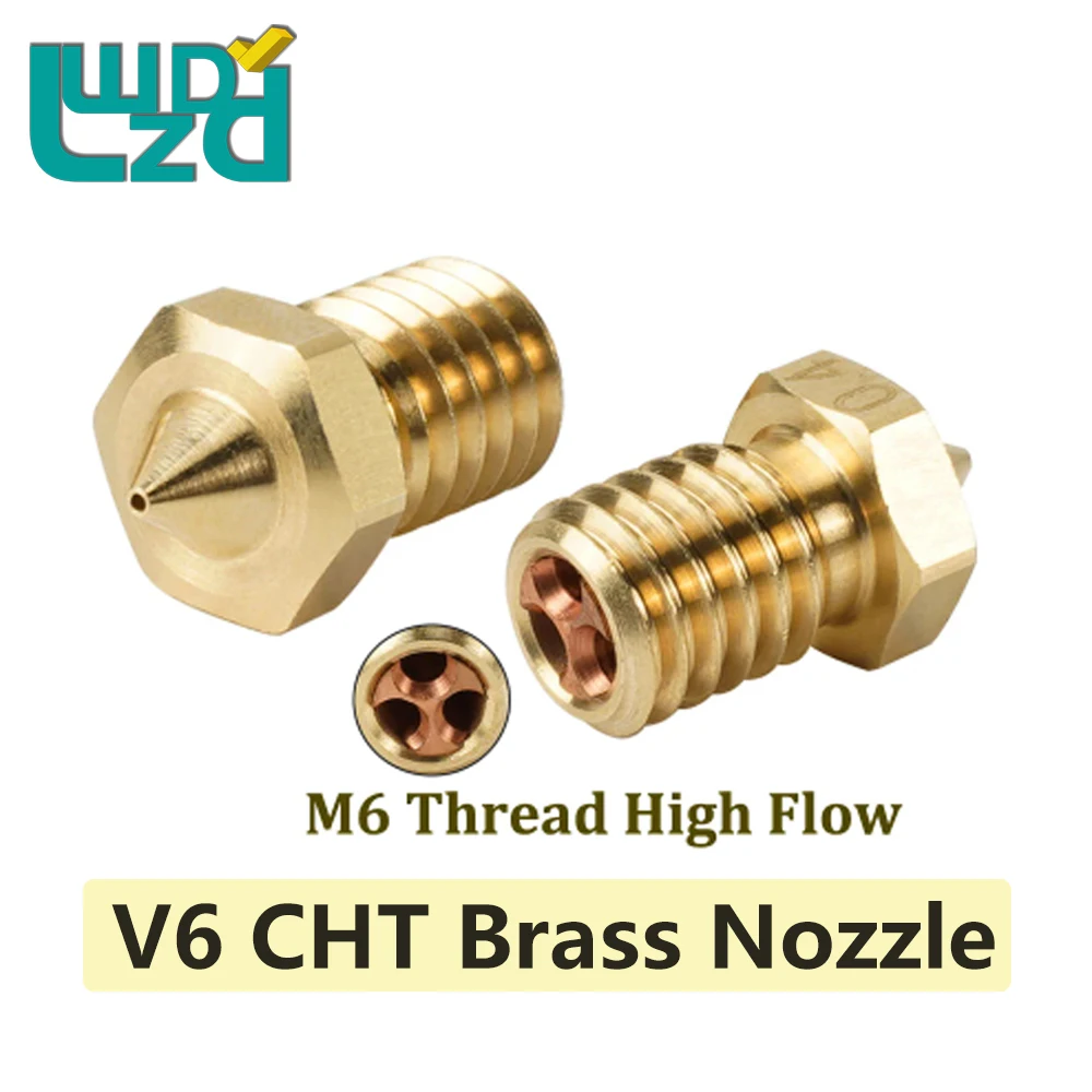 

1/2pcs V6 Clone CHT Brass Nozzle M6 Thread High Flow For 1.75/3mm Filament E3D V6 Brass Nozzles Extruder 3D Printer Parts