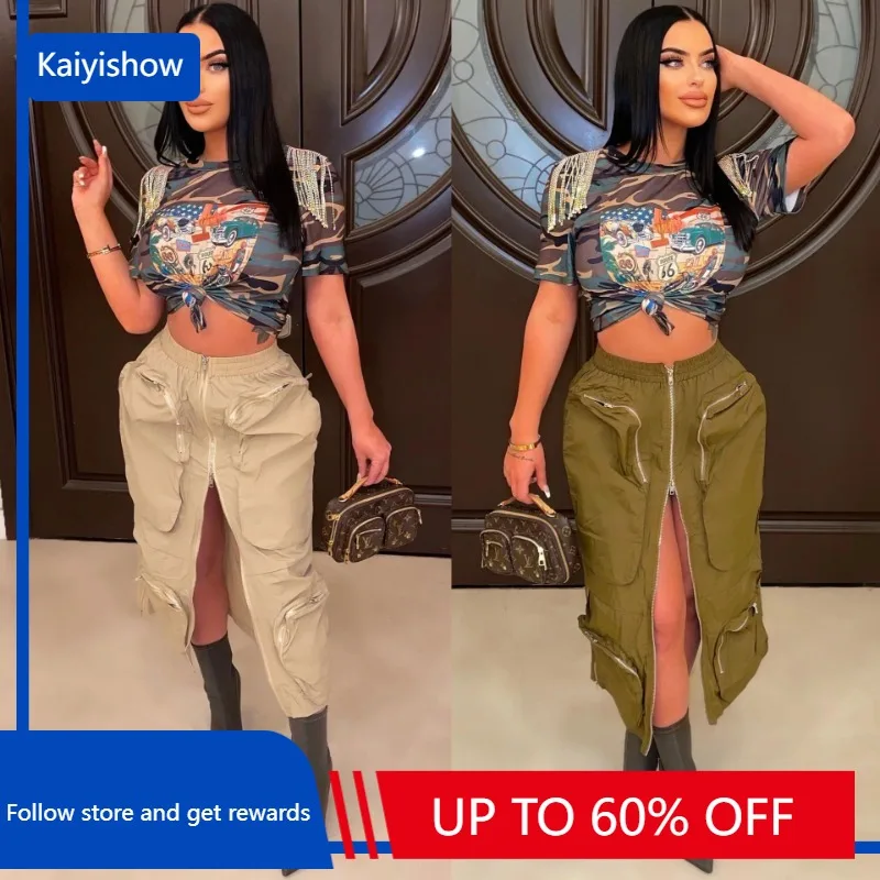 

Casual Women Skirt Dress Split Out Front Zipper With Pocket Streetwear 2023 Sumer Skirt Dresses For Women Vestidos
