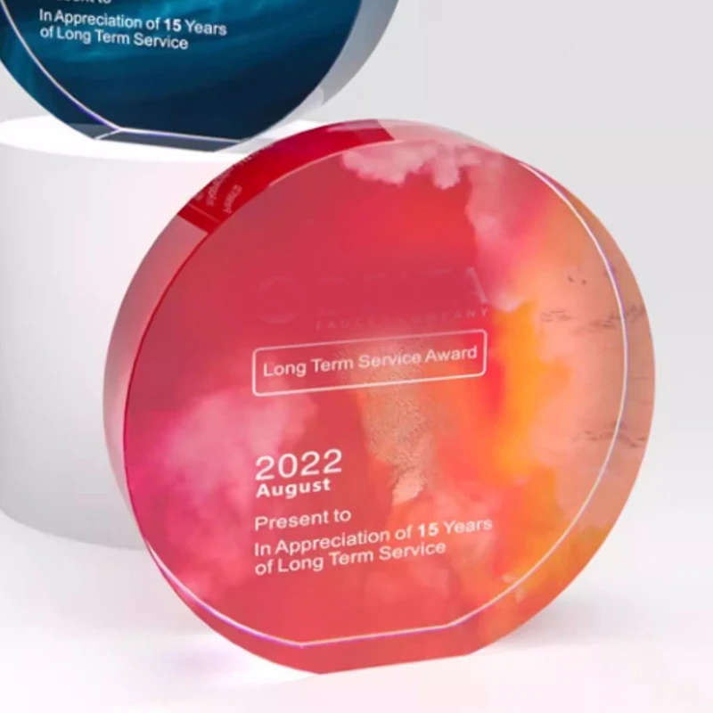 Customized Rotundity Crystal Trophy Color Printing Sports Annual Meeting Award Outstanding Employee Souvenir Home Decoration 1Pc