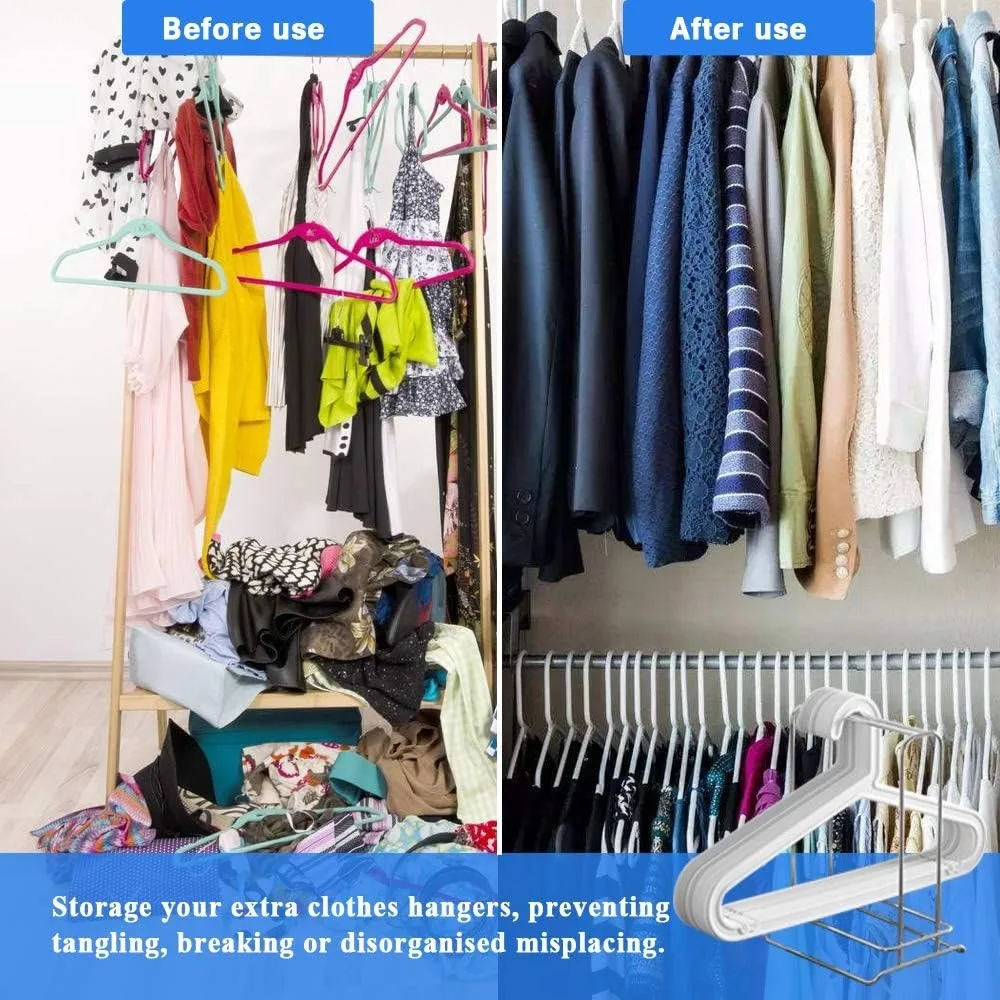 Hanger Stacker Clothes Hanger Organizer Rack Sturdy Stainless Steel Clothes Caddy Storage Holder Stacker for Closet & Room Tidie