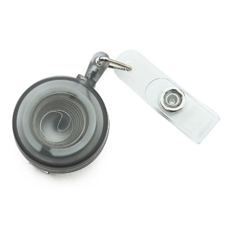 PCL Media Ltd Porta Badge Retrattile Nero Con Moschettone E Porta Badge A Doppio Lato, Trasparente, Rigido, Pu&ograve; Contenere Due Carte D'identit&agrave; E Skipass