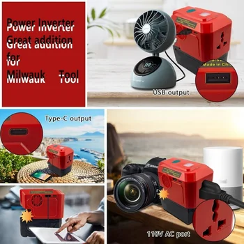 Stazione generatore inverter adatta adattatore portatile luce LED doppia porta di uscita per Milwaukee M18 18V USB tipo C interfaccia di ricarica