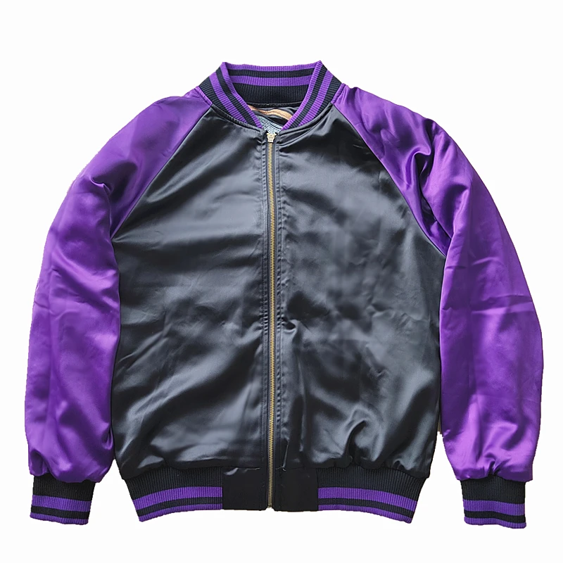 NEW Fujin vs Raijin Purple Men Boys Heavy Work Embroidered Sukajan Souvenir Jacket High Street High Quality Coats Autumn Spring 4