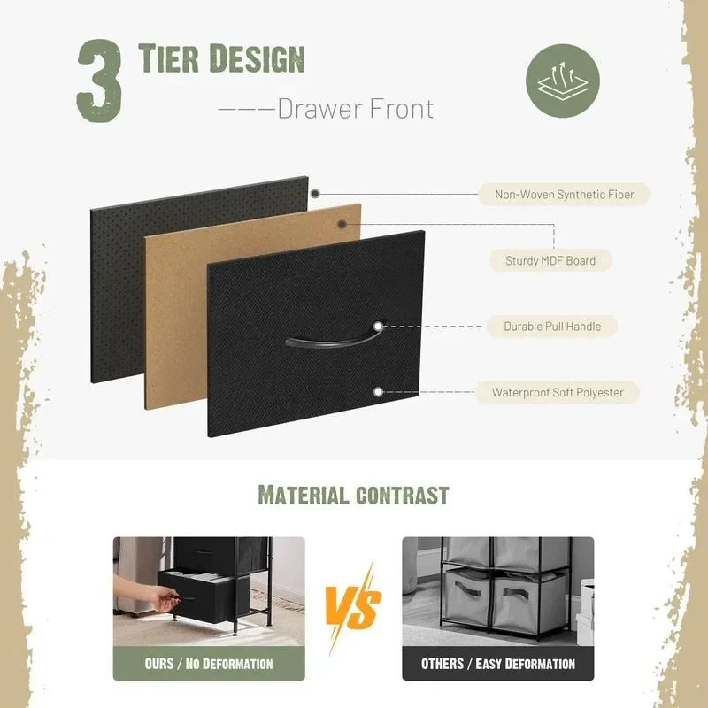 Home Furniture Dresser for Bedroom, Storage Drawers, Skinny Fabric Storage Tower with 4 Drawers, Tower Organizer Uni 5
