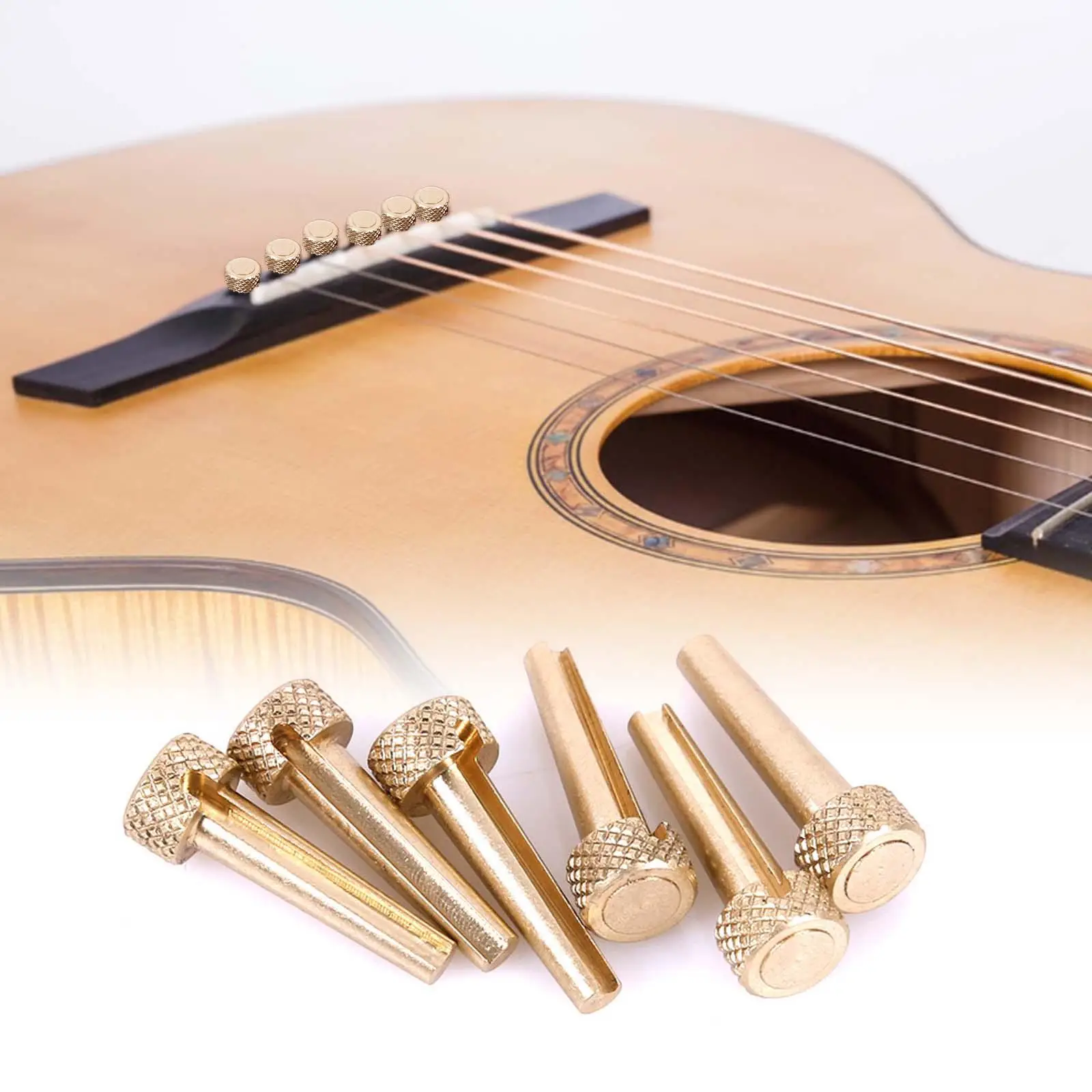 

6x Guitar Bridge Pins Brass Endpin Guitar Pegs Guitar Parts Golden Guitar Strings Nails String Peg for Tools Home Use Holiday