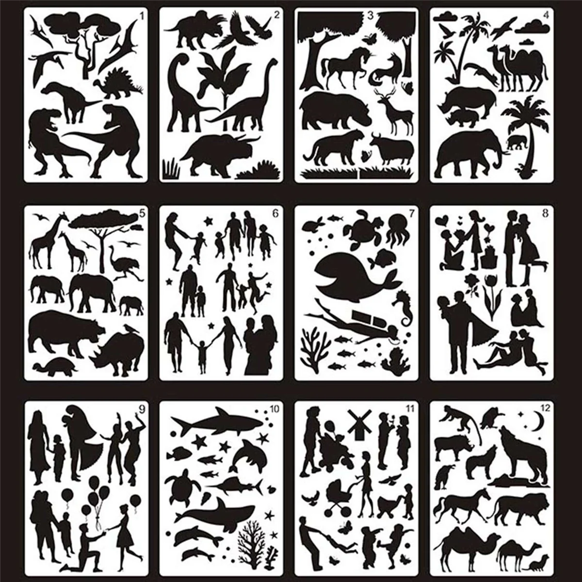 BAAU 24Pcs Mandala Painting Templates Perfect Animal Drawing Stencils Hollow Board for DIY Painting Art