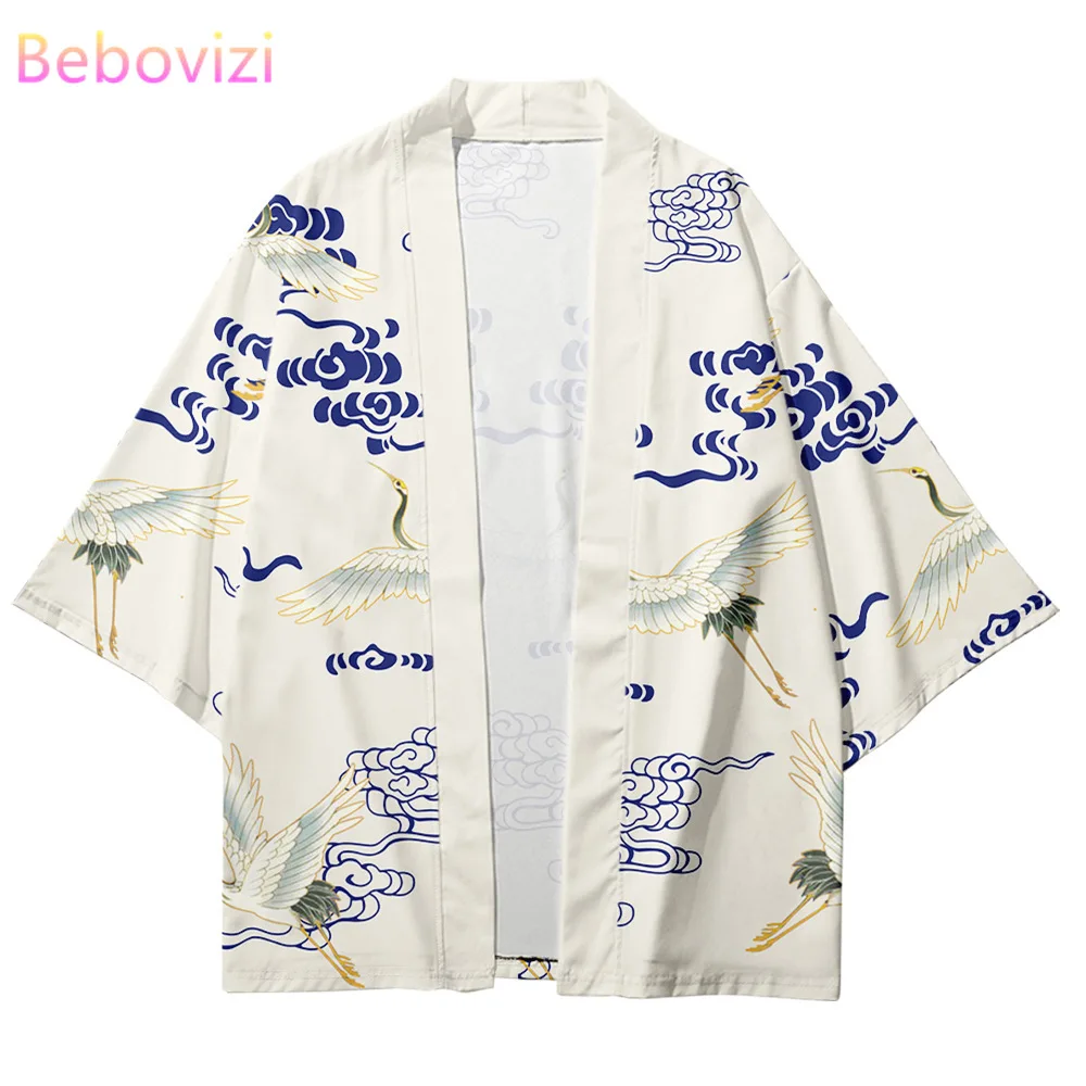 

Plus Size XXS-6XL 5XL Crane Loose Japanese Streetwear Cardigan Women Men Harajuku Haori Kimono Cosplay Top Shirts Yukata Clothes